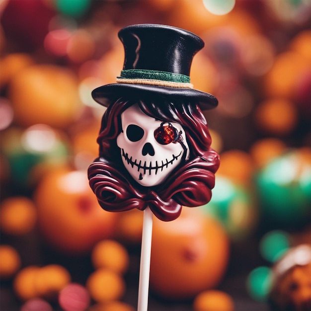 Personaggio di Halloween infestato colorato su Lollipop Collage ai generato