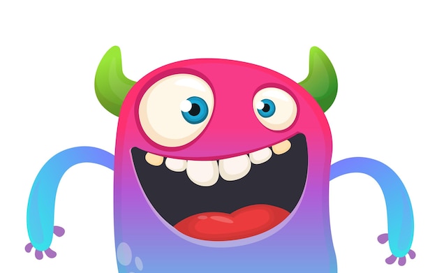 Personaggio di mostro di cartoni animati divertente Illustrazione di un design vettoriale di Halloween alieno carino e felice