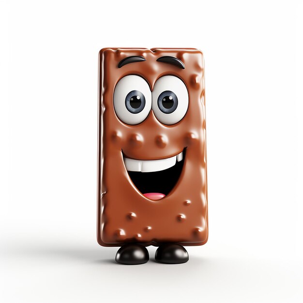 Personaggio divertente barretta di cioccolato cartone animato illustrazione 3D