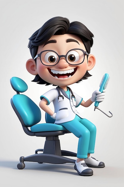 Personaggio divertente di dentista indiano in cartone animato 3D