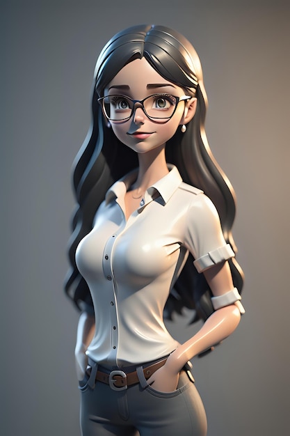 Personaggio femminile con illustrazione 3D realizzato con intelligenza artificiale generativa