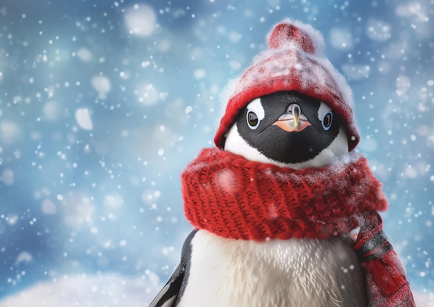 Personaggio giocoso di pinguino Ritratto adorabile e umoristico di un pinguino