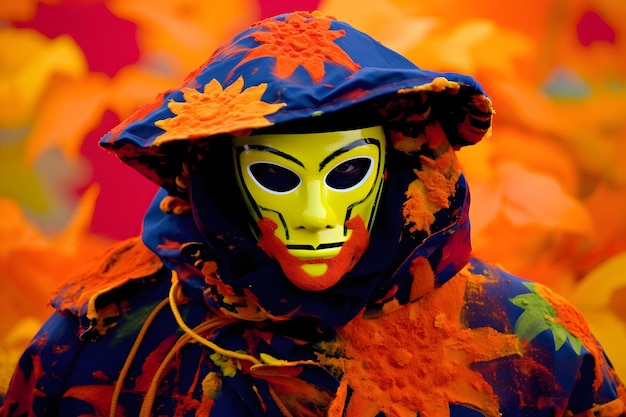 Personaggio luminoso in maschera al carnevale di Venezia