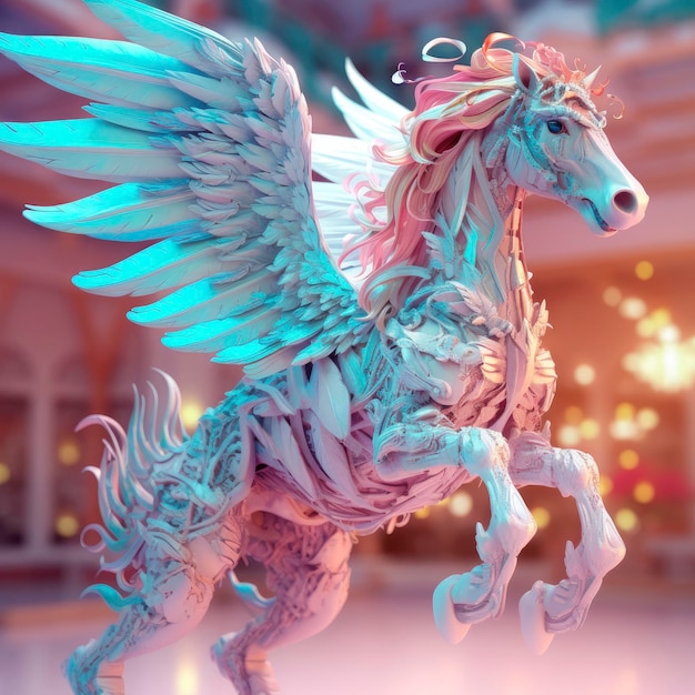 Personaggio magico delle fiabe Pegasus 3d illustrazione Magica favolosa stampa pegasus Toy Pegasus 3D