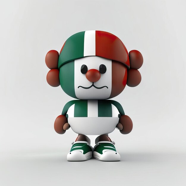 Personaggio mascotte in colori bianco verde e rosso AI generativa