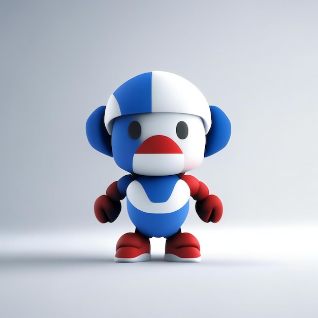 Personaggio mascotte nei colori rosso blu e bianco AI generativa