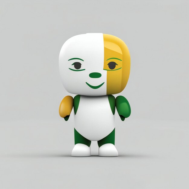 Personaggio mascotte nei colori verde e bianco AI generativa