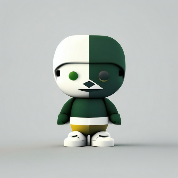 Personaggio mascotte nei colori verde e bianco AI generativa