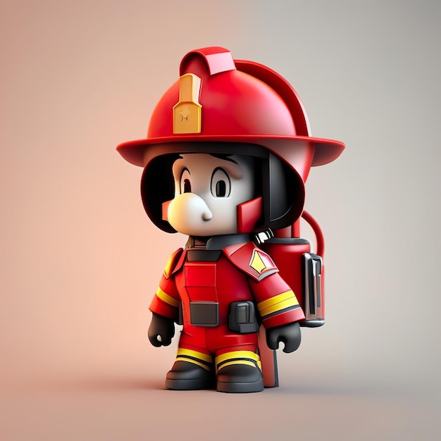 Personaggio pompiere con uniforme e casco in 3D Generative AI