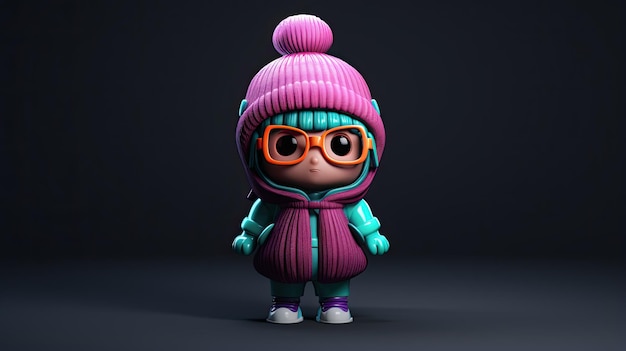 Personaggio simpatico cartone animato ragazza 3D