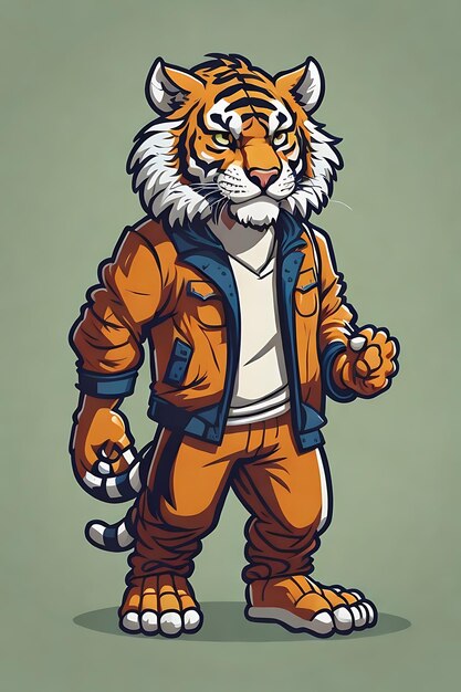 personaggio tigre mascotte vettore illustrazione disegno piatto adesivo vettore senza sfondo