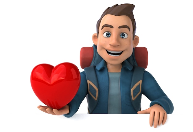 Personaggio uomo zaino in spalla dei cartoni animati 3D