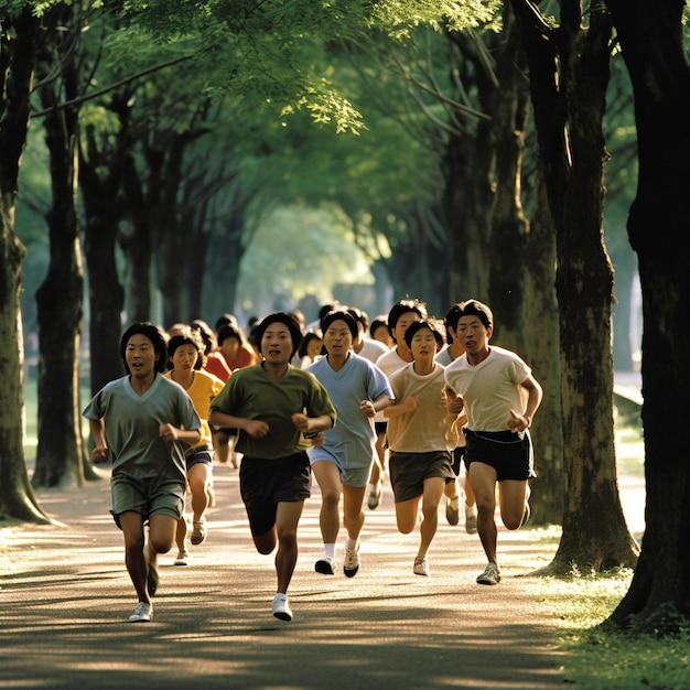 Persone asiatiche in salute che corrono su una tracka foto di una persona in corsa foto del corpo intero