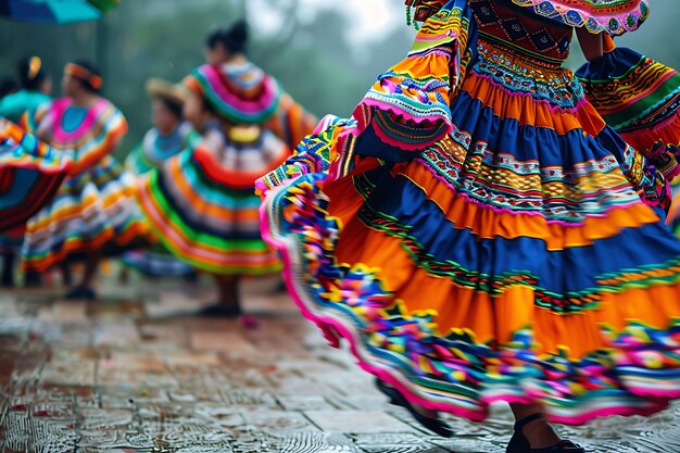 Persone che partecipano a una danza tradizionale ecuadoriana Durin Neighbor Attività di vacanza Sfondio