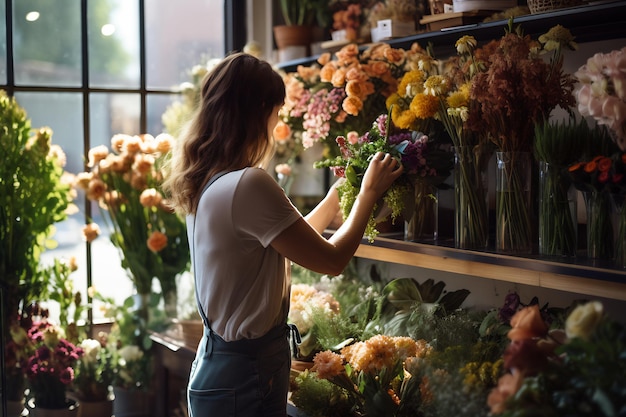 Persone che selezionano fiori freschi nel negozio