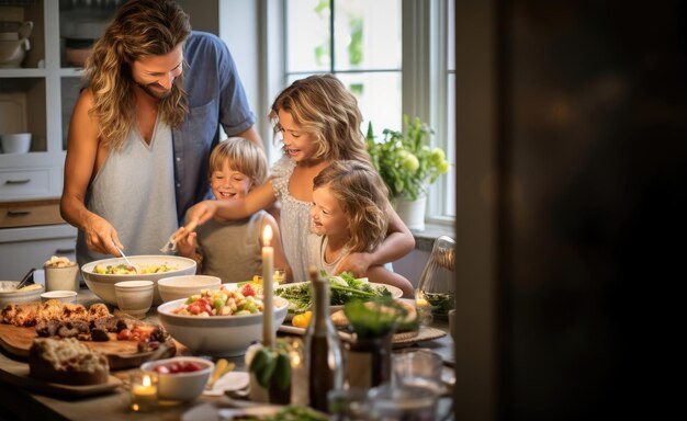 Persone che si godono insieme un delizioso banchetto