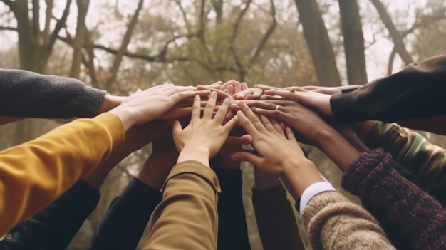 Persone che si tengono per mano in cerchio