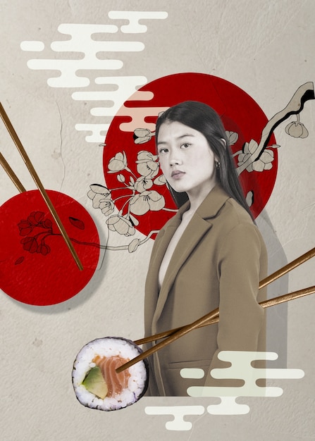 Persone con collage di sushi