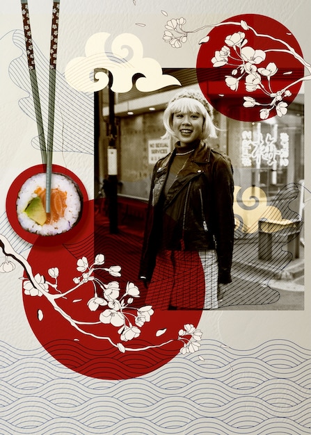 Persone con collage di sushi