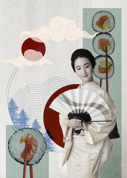 Persone con collage di sushi