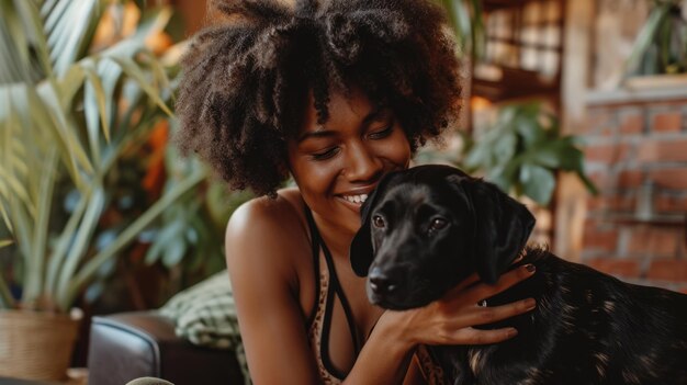 persone felici a casa con l'animale domestico preferito amore e amicizia pragma