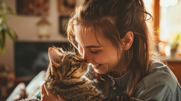 persone felici a casa con l'animale domestico preferito amore e amicizia pragma