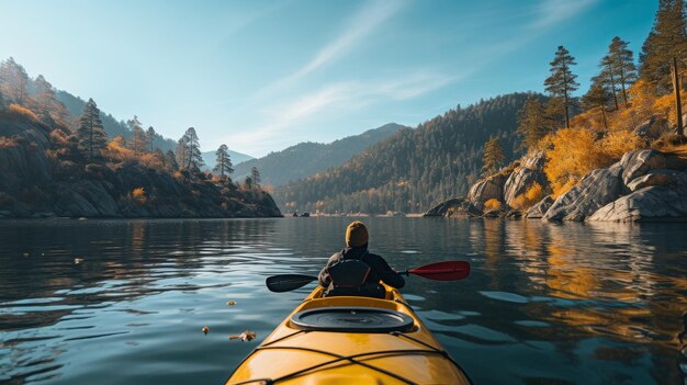 Persone in kayak sul lago