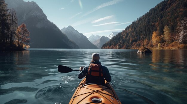 Persone in kayak sul lago