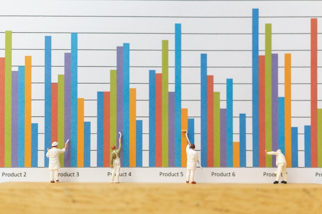 Persone in miniatura: grafico commerciale di pittura del lavoratore