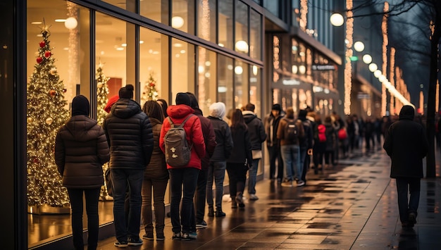 Persone in un centro commerciale di notte