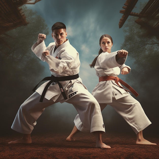 Persone in uniforme da karate