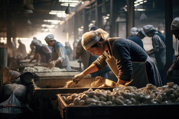 Persone laboriose impegnate in vari compiti