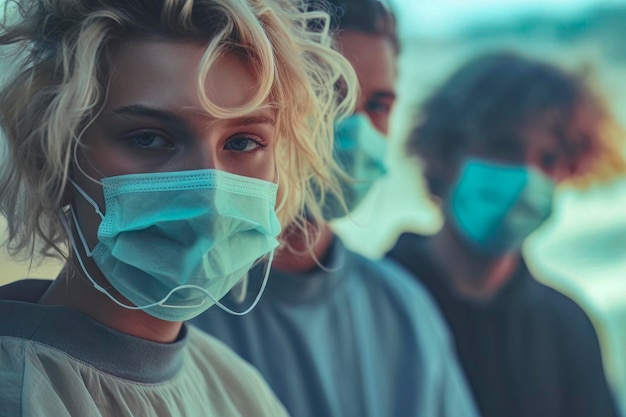 Persone mascherate che simboleggiano la crisi pandemica