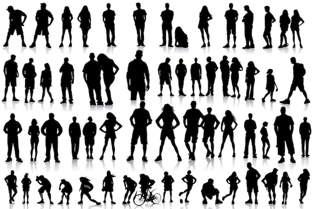 Persone sportive, silhouette di uomini e donne