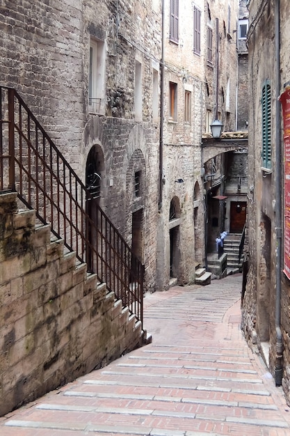 Perugia Italia Bella vecchia strada nel centro storico di Perugia