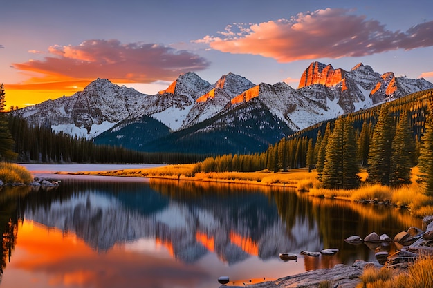 Pesca all'alba, Colorado Rocky Mountains