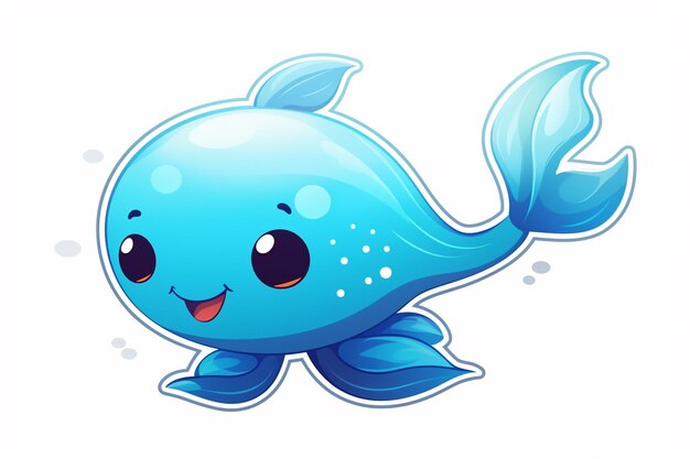 pesce azzurro cartone animato con un grande sorriso sul viso ai generativo