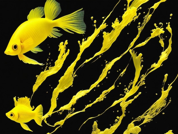 Pesce beta giallo su sfondo nero ai generato