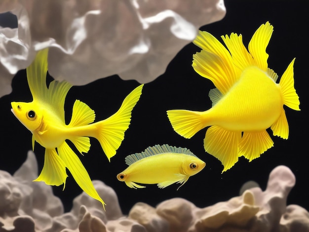 Pesce beta giallo su sfondo nero ai generato