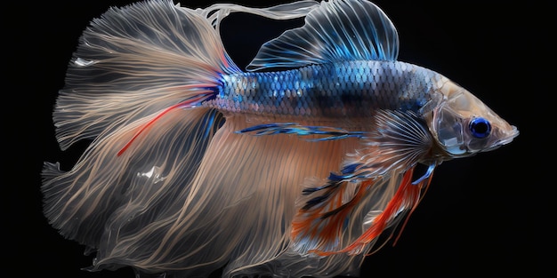 Pesce Betta che rispecchia la propria immagine in un contenitore di plastica