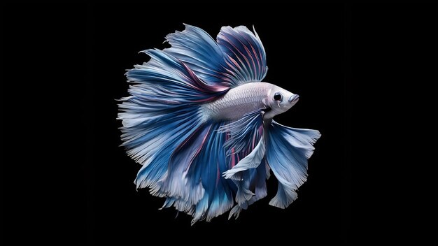 Pesce betta o pesce combattente siamese isolato su sfondo nero concetto di design d'arte fine