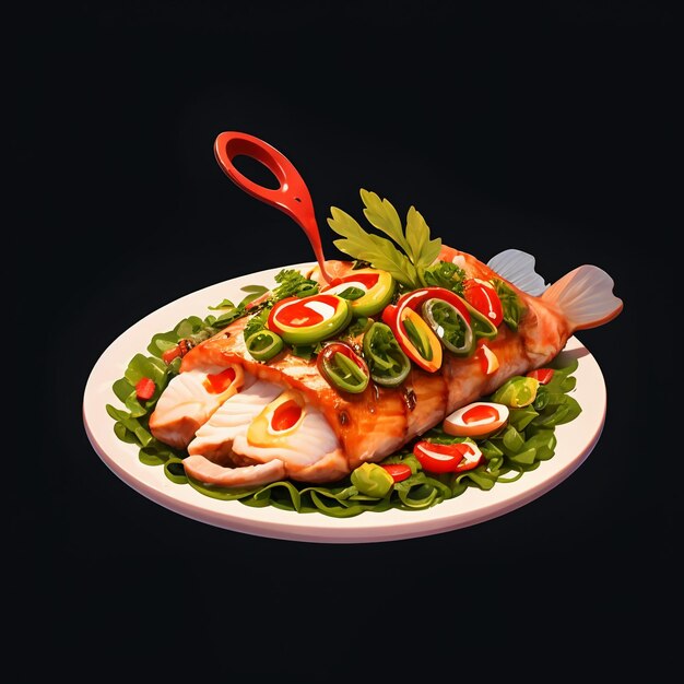 Pesce braciato cucina cinese chili limone ingredienti piatti deliziosi sfondo carta da parati