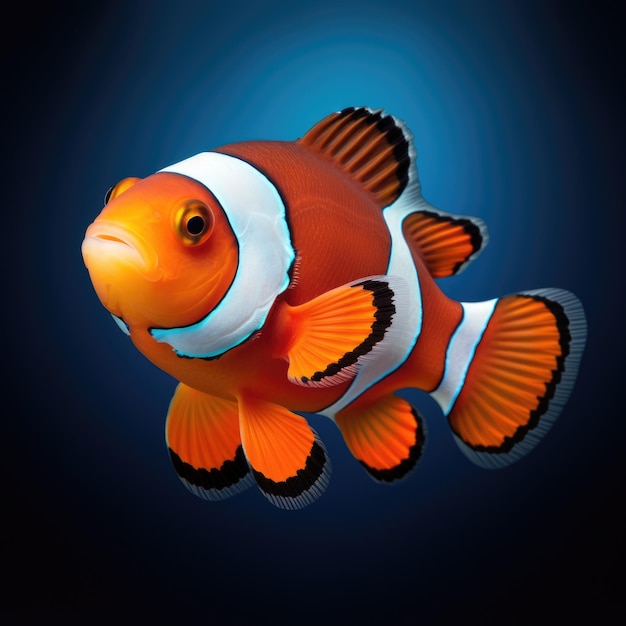 Pesce clown isolato su sfondo bianco IA generativa