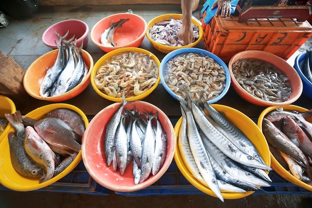 Pesce crudo su una lavagna