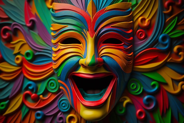 Pesce d'aprile Primo d'aprile Maschera di risate e sorrisi Gioia e scherzi Clown e artisti Lotteria e divertimento Divertente biglietto di auguri Volantino pubblicitario Volantino articolo Design colorato