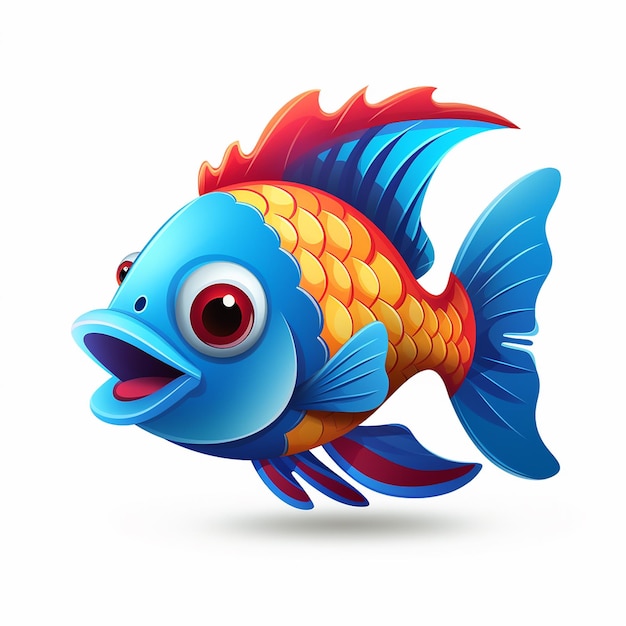 Pesce di colore dorato, basso, clip art, acquario, pesce blu, coda di spada, pesce colori, vettore barramundi