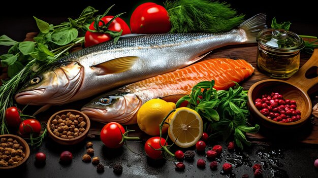 Pesce fresco e frutti di mare in tavola