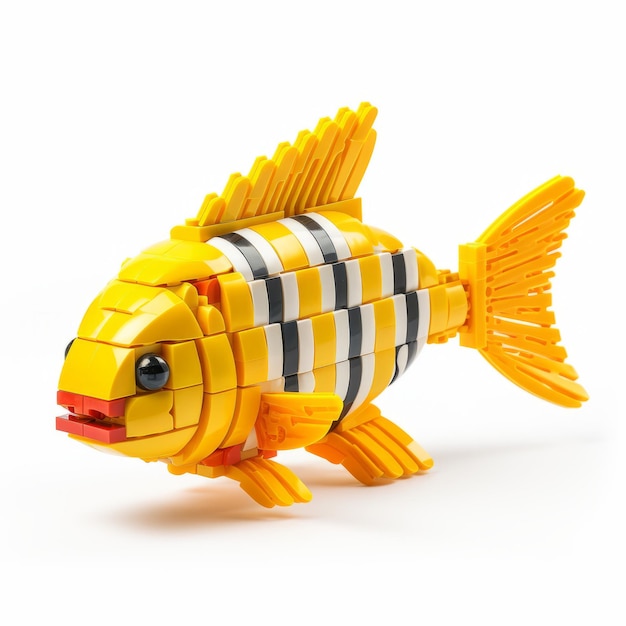 Pesce Lego con tutto il corpo isolato su sfondo bianco