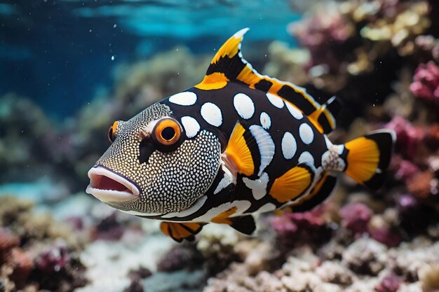 Pesce pagliaccio che nuota nell'ecosistema delle barriere coralline