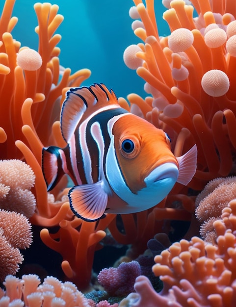 pesce pagliaccio sullo sfondo di corallo